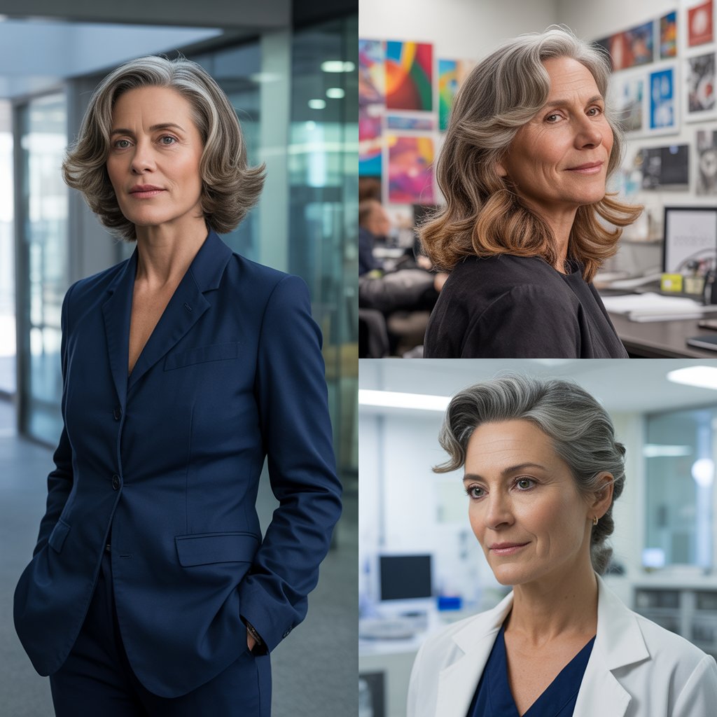 Gray Hair Lowlights for Different Professional Settings