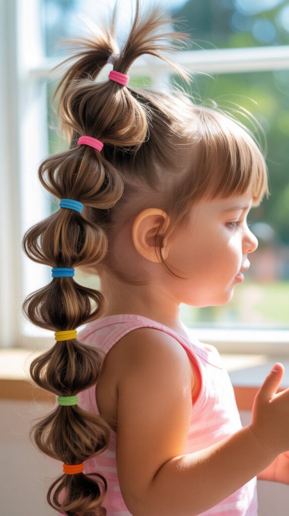 33 Adorable Kids' Hair Ideas That Keep Hair Out of the Face 10 Bubble Ponytail