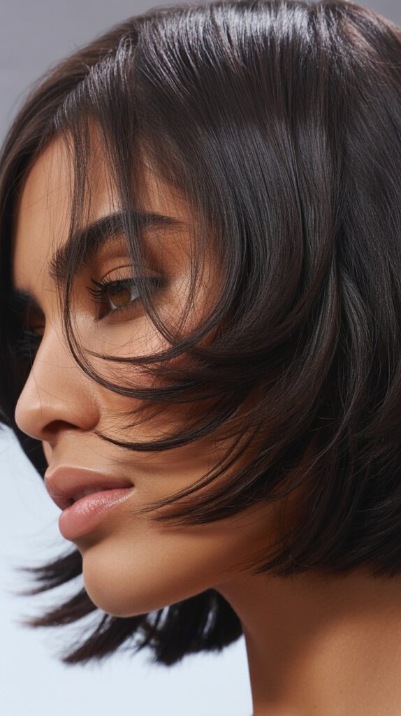 Choppy Bob with Deep Side Sweep