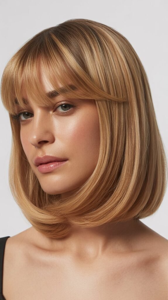 Long Bob with Curtain Bangs for Fine Hair