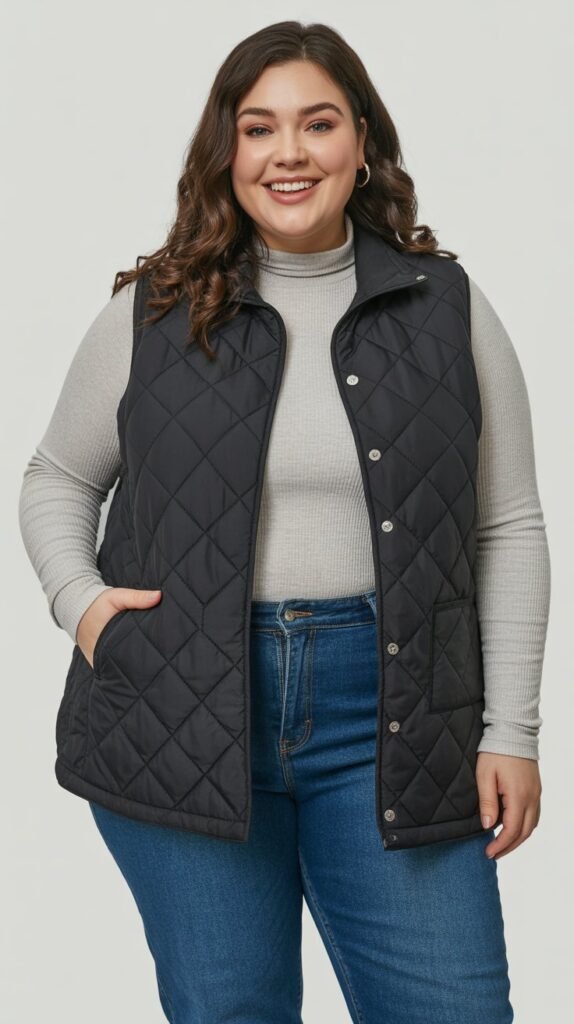 Quilted Vest with Long-Sleeve Top
