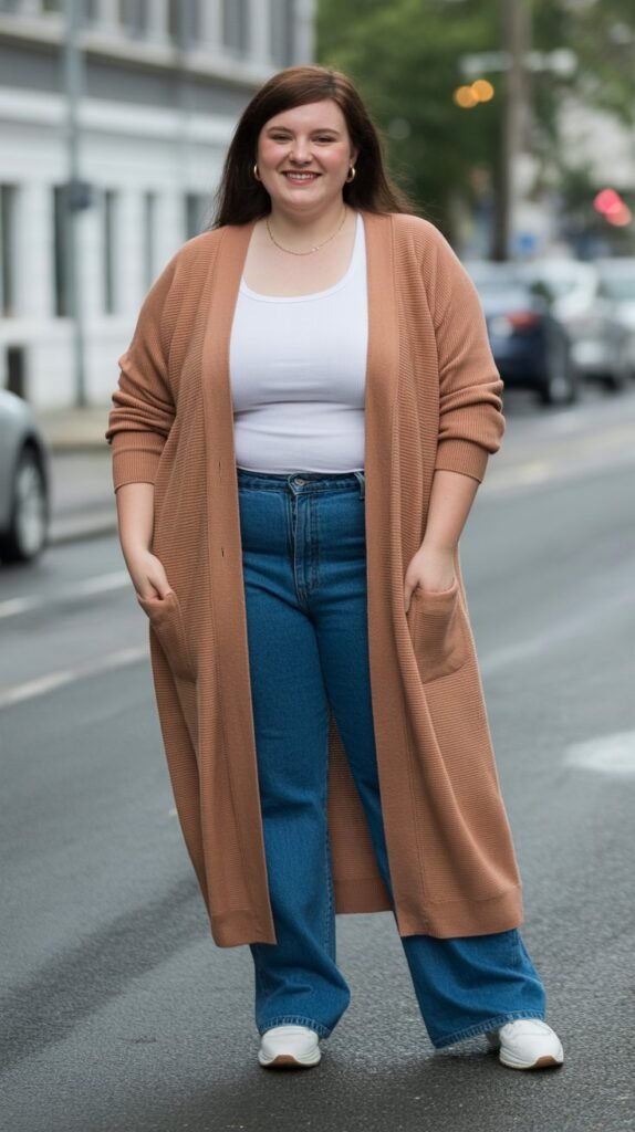 Longline Cardigan with Tank and Jeans