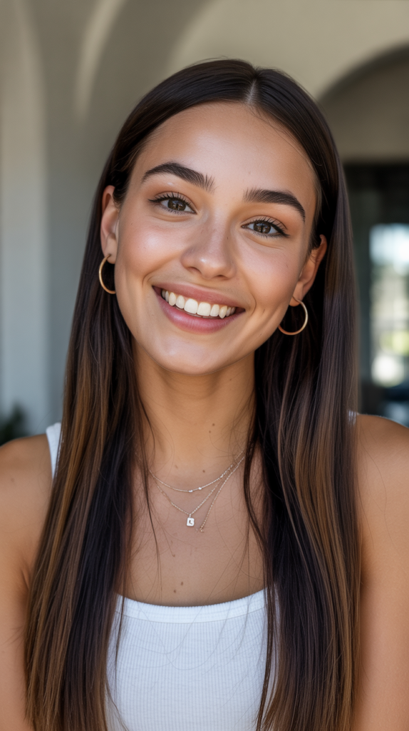 Straight Hair Tucked Behind Ears