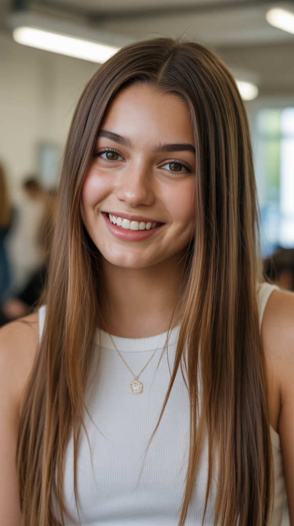 Straight Hair with Zigzag Part