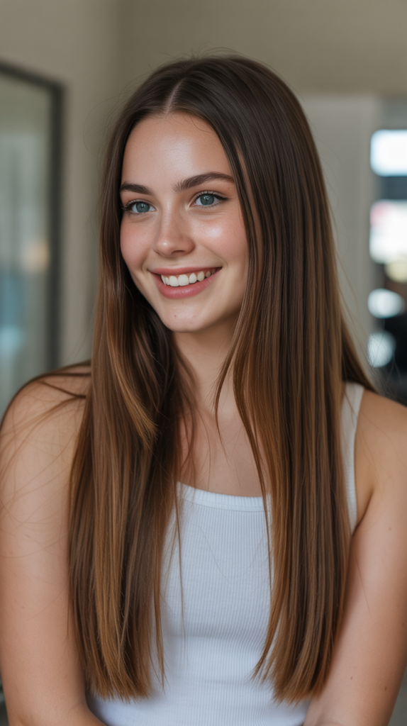  Straight Hair with Deep Side Part and Tuck