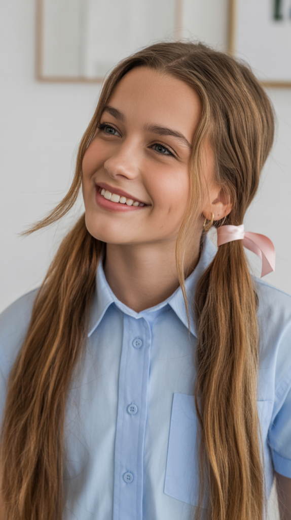  Low Ponytail with Ribbon