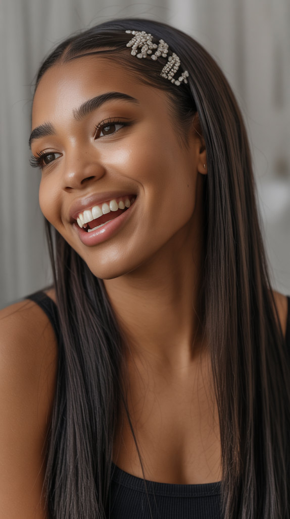 Straight Hair with Hair Jewelry