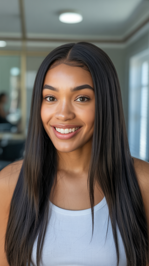 Straight Weave with Middle Part