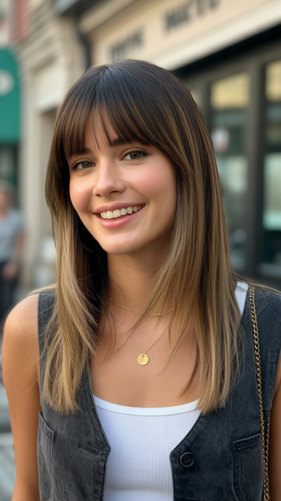 Choppy Bangs with Long Straight Layers