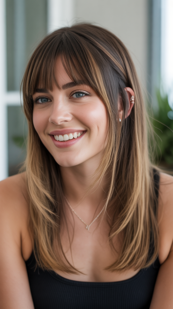 Long Side Bangs with Asymmetrical Straight Cut