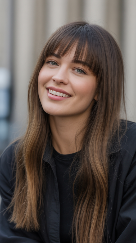 Wispy Bangs with Ultra-Straight Long Hair
