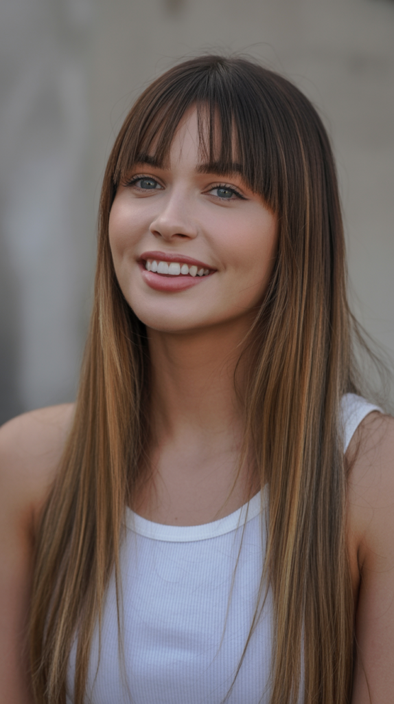  Pin-Straight Bangs with Ultra-Long Straight Hair