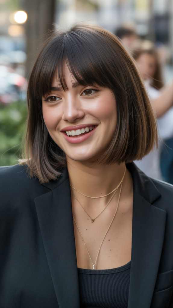 Baby Bangs with Sleek Lob