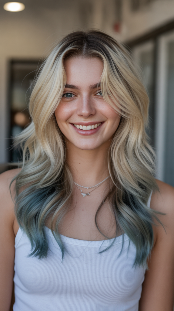 Unique Blonde Highlights with Blue Tones Ideas
