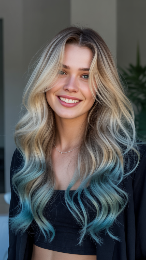 Golden Blonde with Aqua Ombre Ends