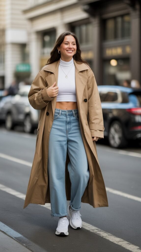 Trench Coat with Athletic Pieces