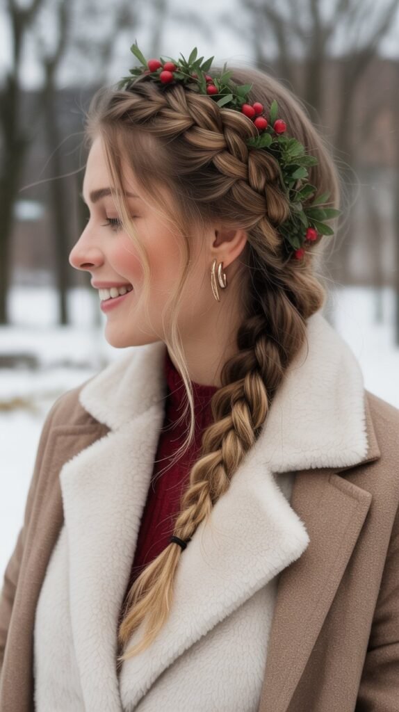 Milkmaid Braid with Winter Berries