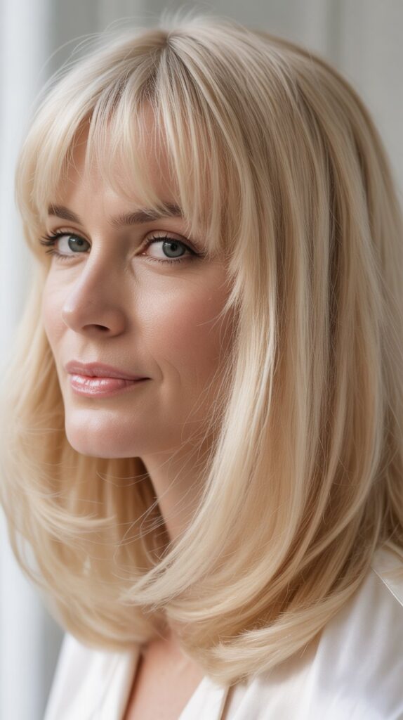 30 Stylish Long Bob with Curtain Bangs for Women Over 40 12 Long Bob with Curtain Bangs for Fine Hair