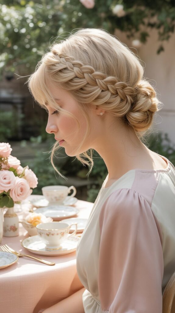 30+ Romantic Bridesmaid Updo Hairstyles with Braid 23 Lace Braid Side Bun
