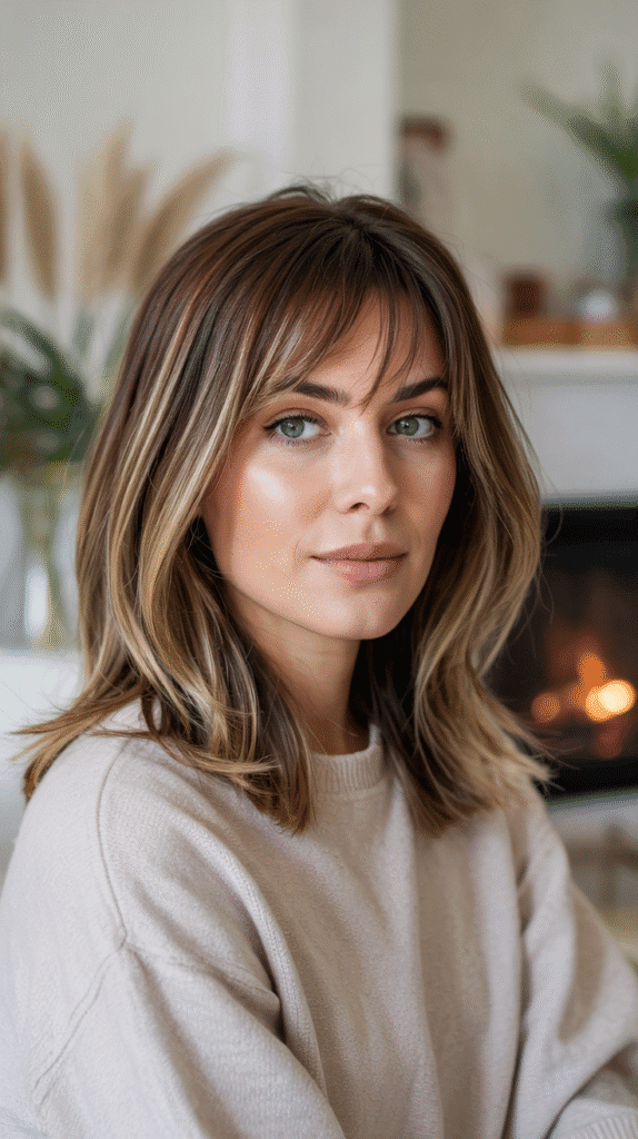 Layered Long Bob with Curtain Bangs
