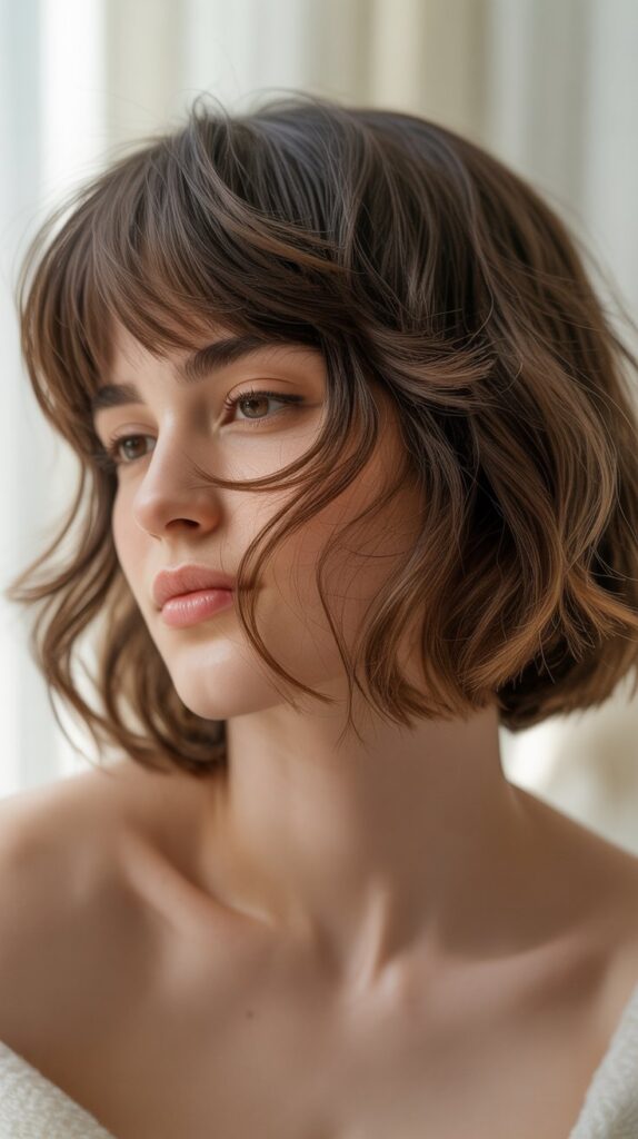 Best 27+ Choppy Bob Haircuts for Thick Hair 25 Choppy Bob with Feathered Bangs