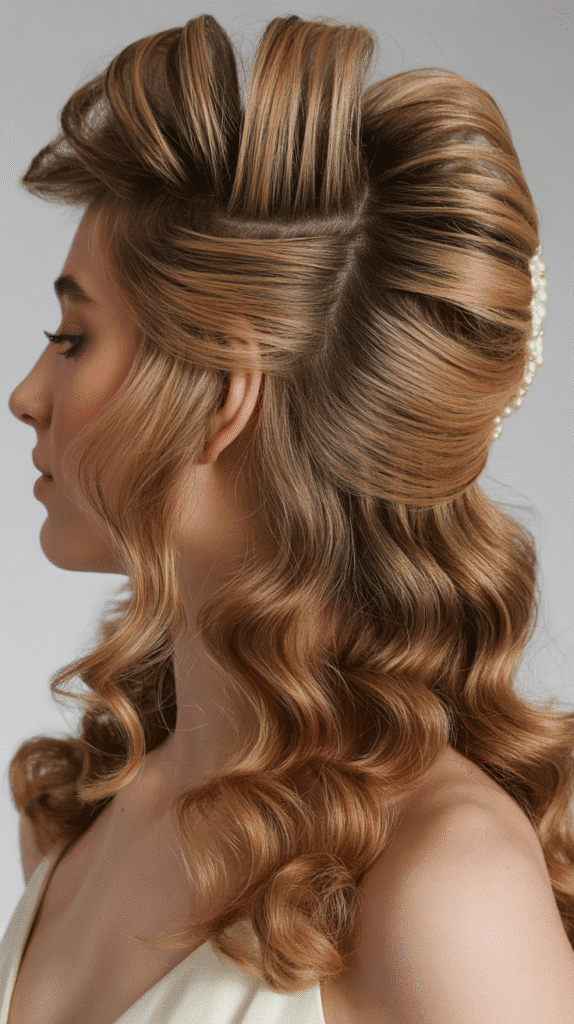 Best 30+ Wedding Hairstyles for Long Curly Hair 19 Crimped Crown with Natural Curls