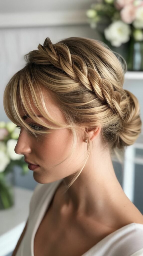 Double Twisted Crown with Feathered Bangs