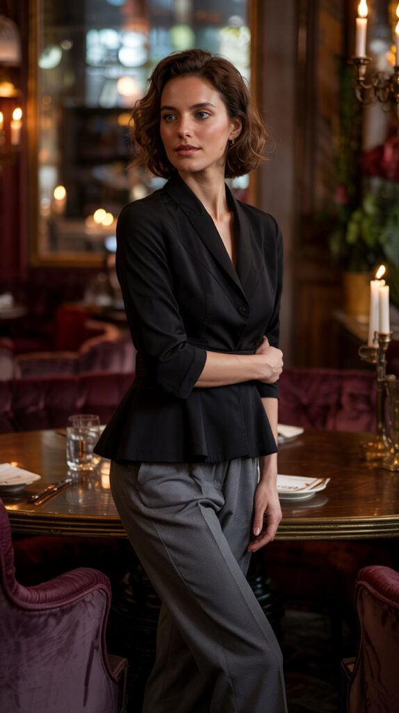 32 Casual Night-Out Fall Outfits for Women 27 Peplum Top with Straight-Leg Pants