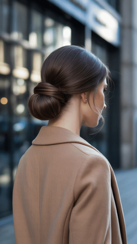 33 Easy and Simple Cute Winter Hairstyles 7 Twisted Low Chignon