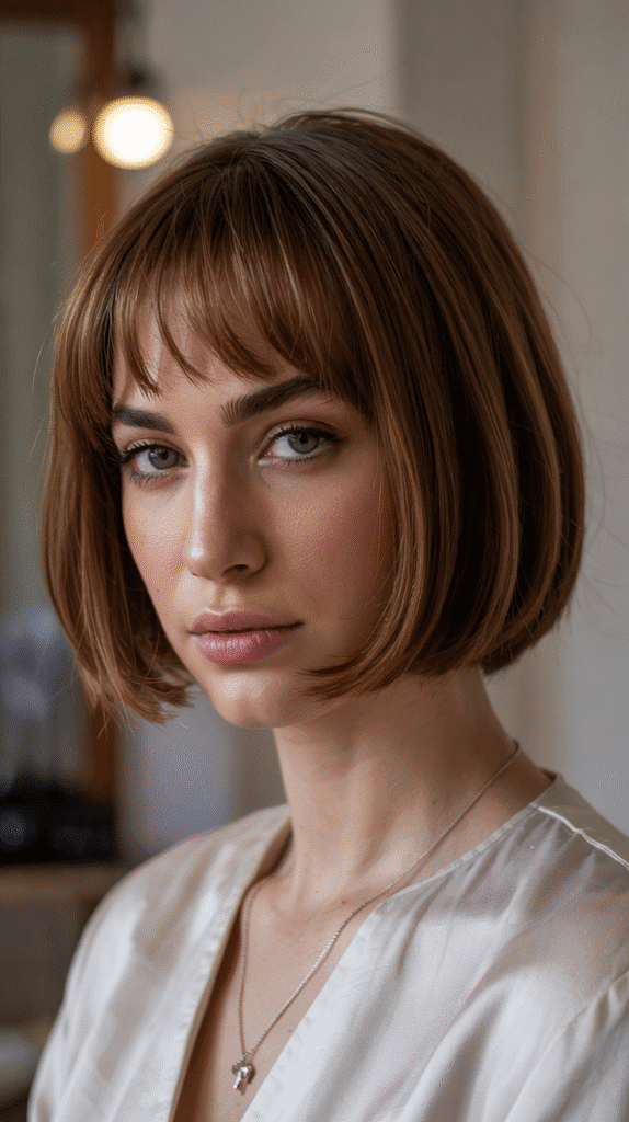 Rounded Choppy Bob with Soft Fringe