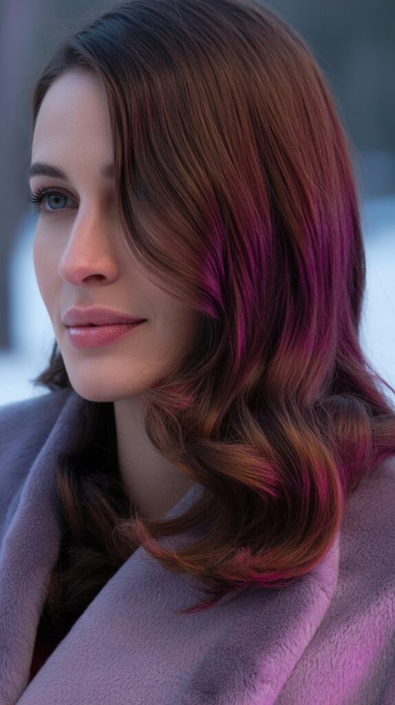 Best 27+ Elegant Winter Hair Colors for Brunettes 16 Plum Brunette