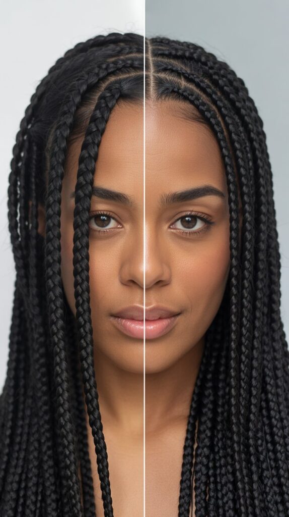 Top 27+ Stunning Side Part Knotless Braids to Try Right Now 21 21. Side Part Knotless Braids with Middle Part Combination