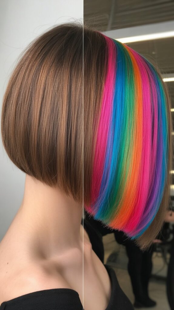 Best 32+ Inverted Layered Bob Hairstyles with Stacked Cuts Trendy Upgrade 33 Inverted Bob with Stacked Layers and Hidden Rainbow