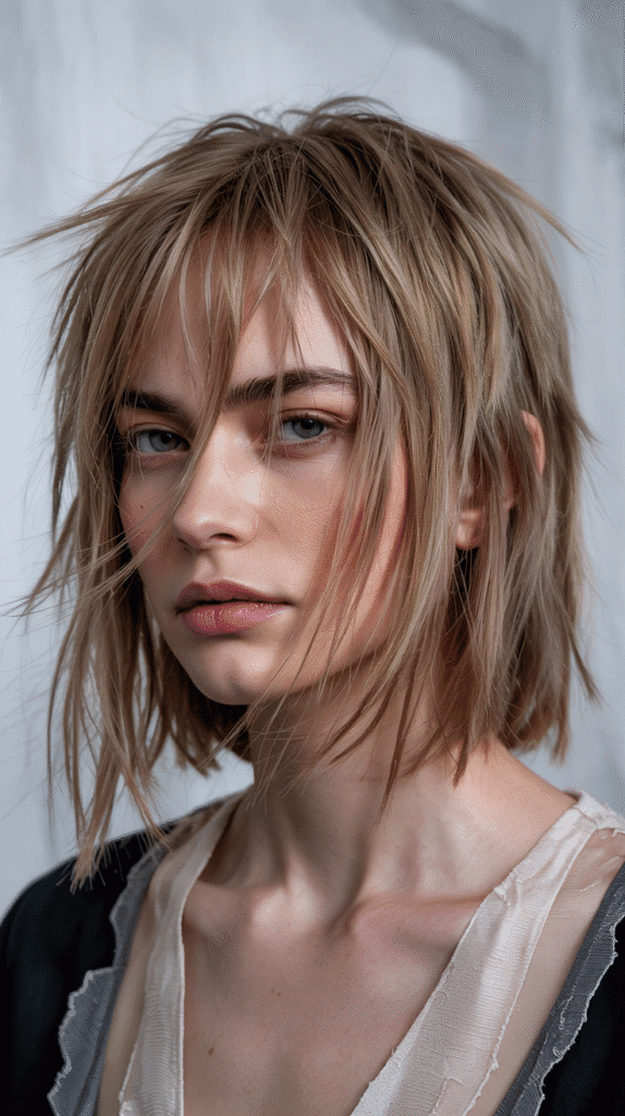 Choppy Bob with Shattered Ends and Wispy Side Bangs
