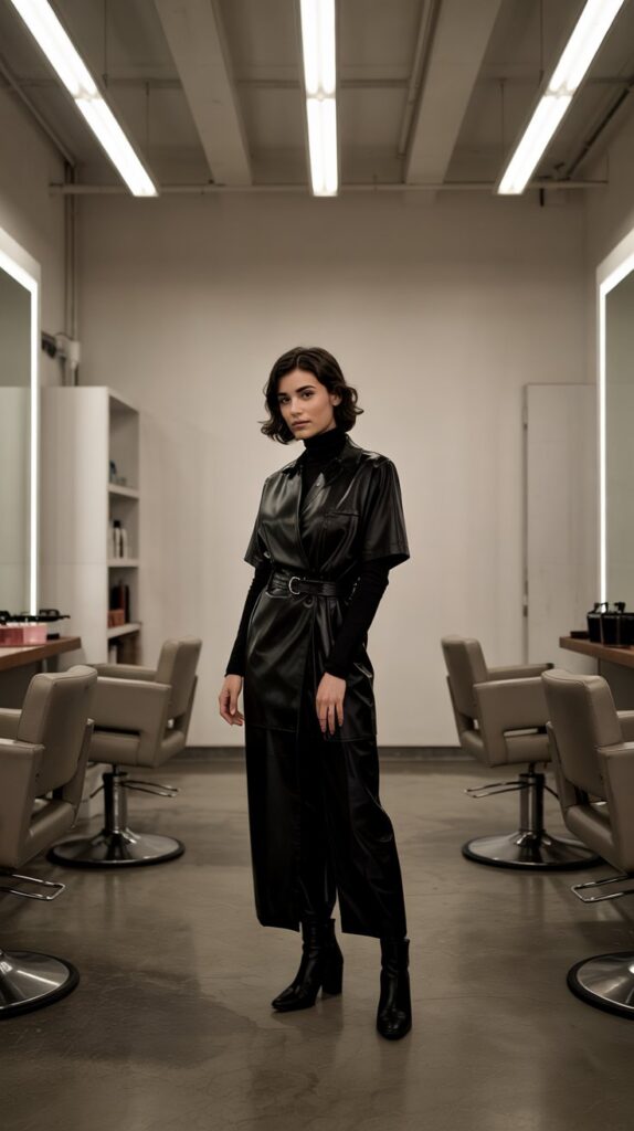 Black Turtleneck Dress with Black Ankle Boots