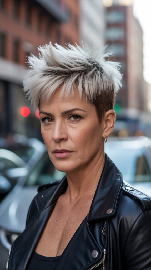 Top 32+ Short Hairstyles for Round Face Thin Hair Over 50 9 Spiky Pixie with Texture