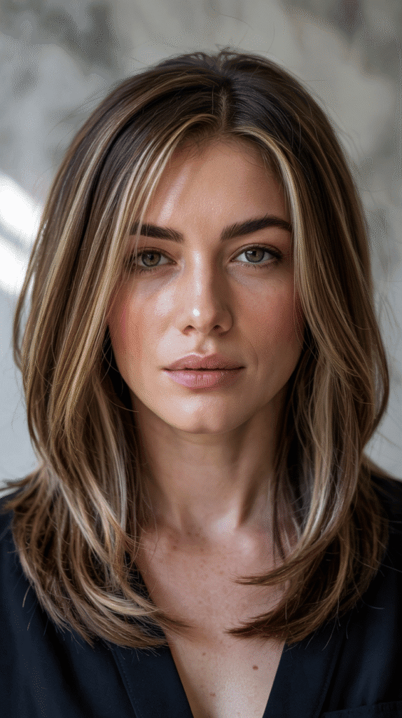  Layered Long Bob with Highlights and Lowlights