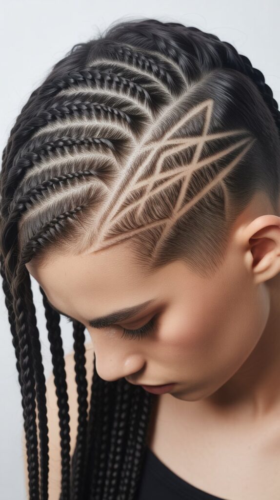 Side-Swept Braids with Undercut Design