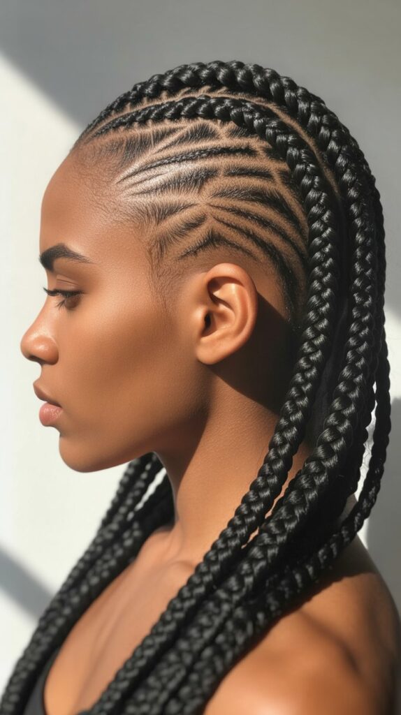 Best 25+ Half Cornrows Half Box Braids Styles You'll Obsess Over in 2025 23 23. Half Cornrows Half Box Braids with Undercut Design