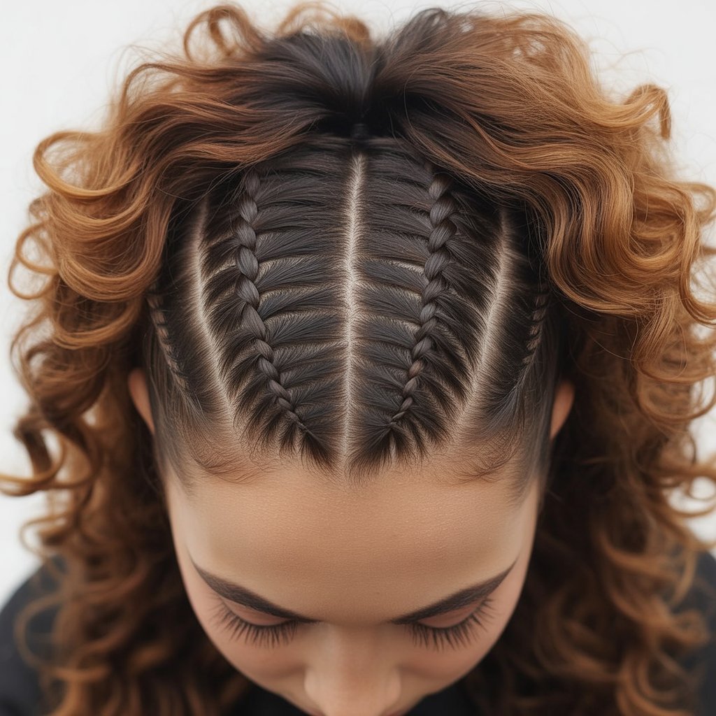 33 Modern Half Up Half Down Curly Hair Ideas That Will Turn Heads on Any Occasion 12 Braided Mohawk Half Up