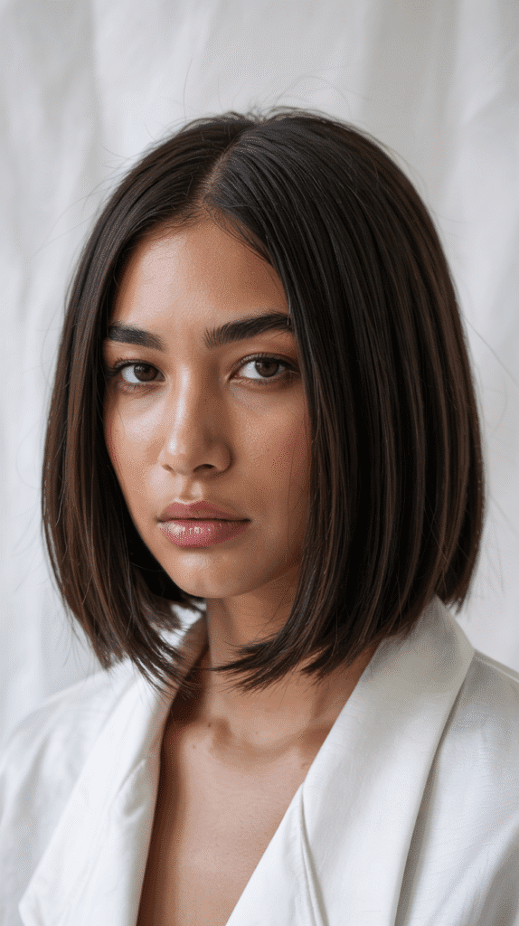 Blunt Long Bob with Internal Layers