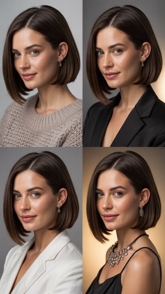 Sleek Long Bob with Graduated Side Fringe