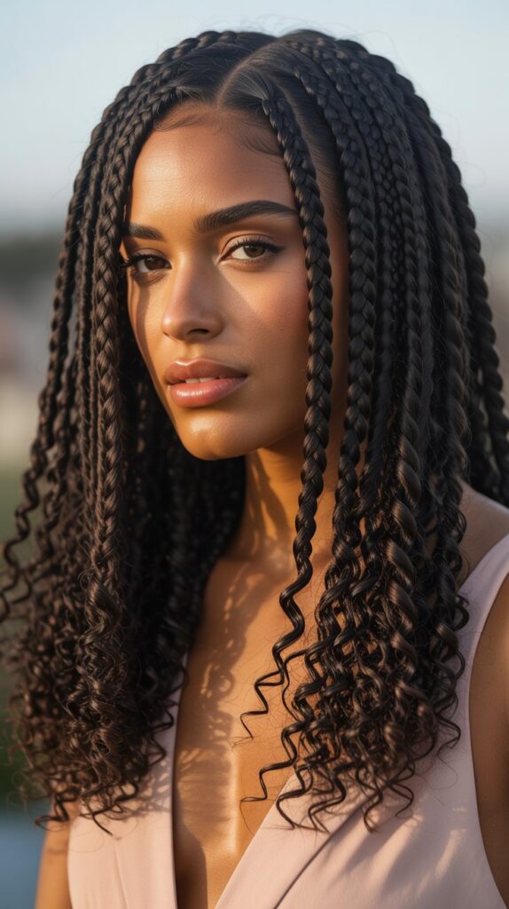 Top 27+ Stunning Side Part Knotless Braids to Try Right Now 6 6. Side Part Knotless Braids with Curly Ends0