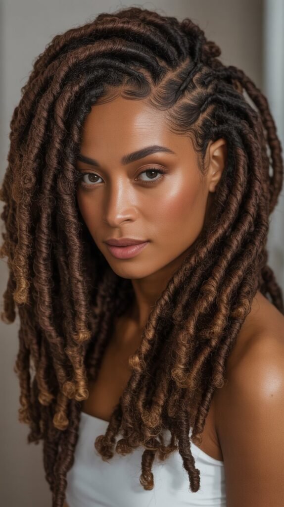 Side Part Faux Locs
