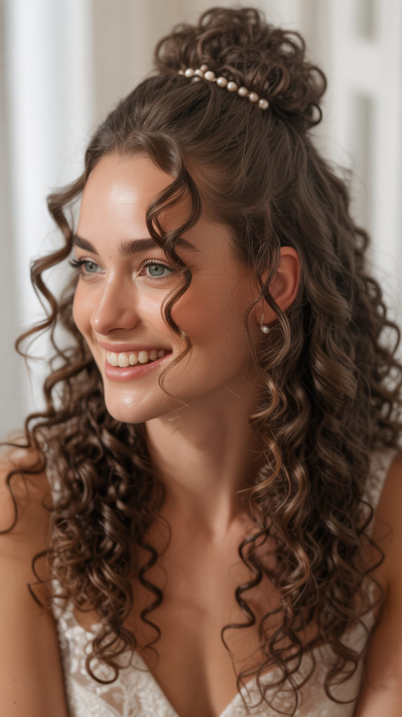  Half-Up Top Knot with Loose Curls