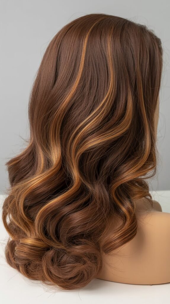 Balayage Brown Wig with Caramel Ombre Effect