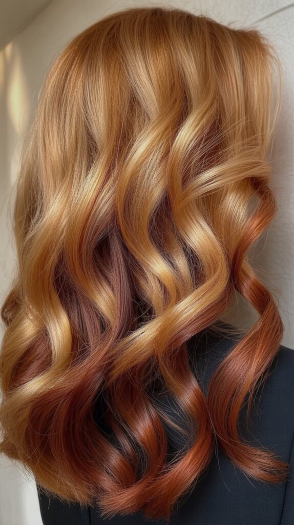 Honey Blonde with Cinnamon Auburn Lowlights