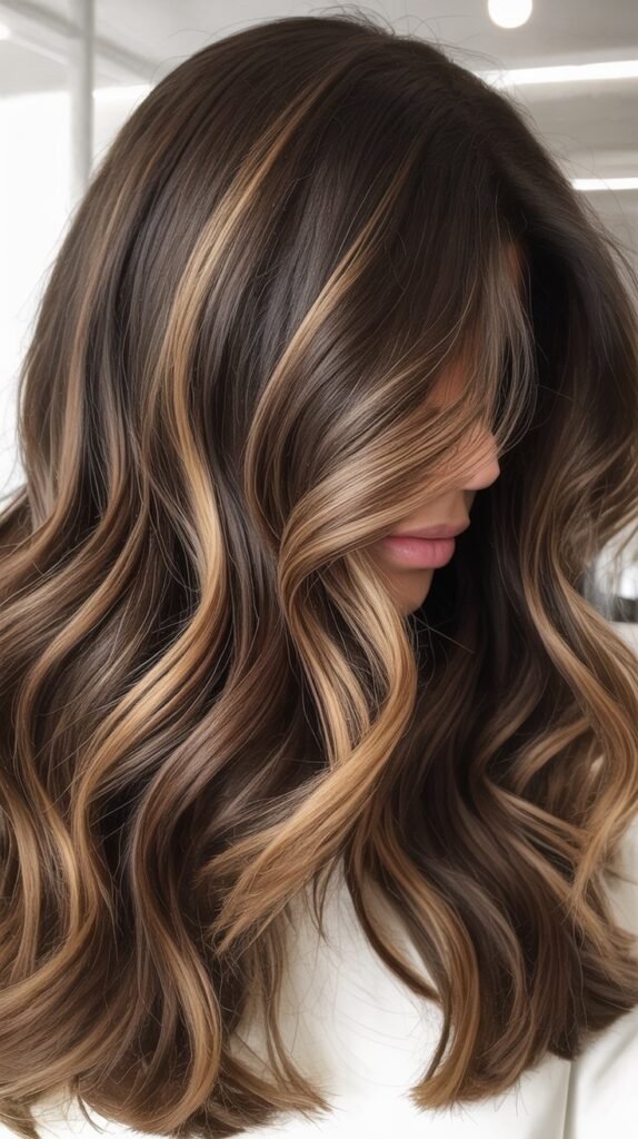 Bold Espresso Balayage with High Contrast