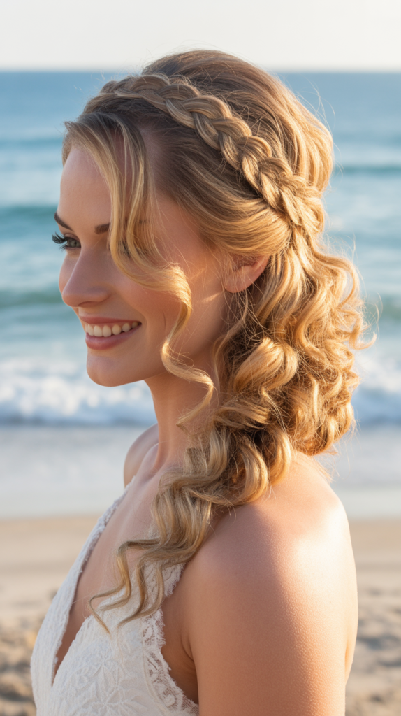 Braided Headband With Loose Curls
