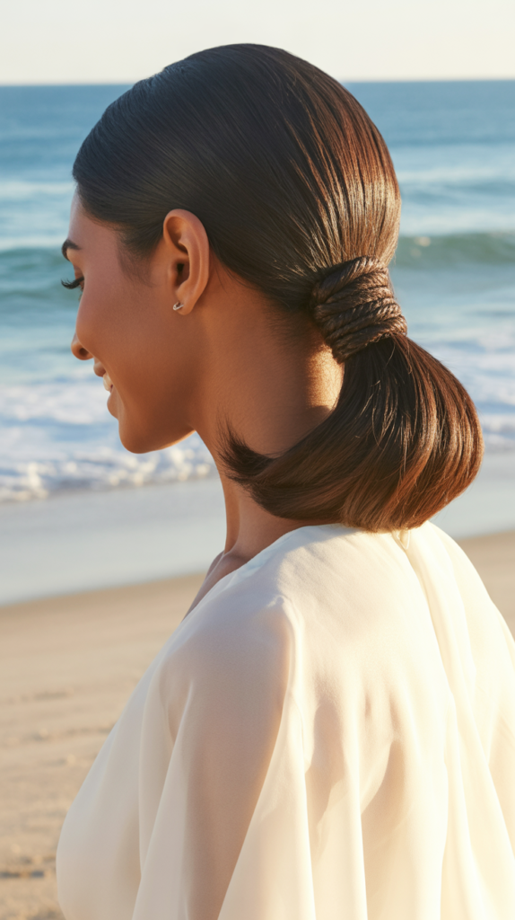 Sleek Low Ponytail With Wrapped Detail